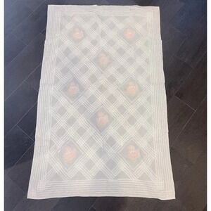 Vintage (50s/60s ?) Chenille Baby Blanket 40x60" White w/ Pink Ducks Nursery